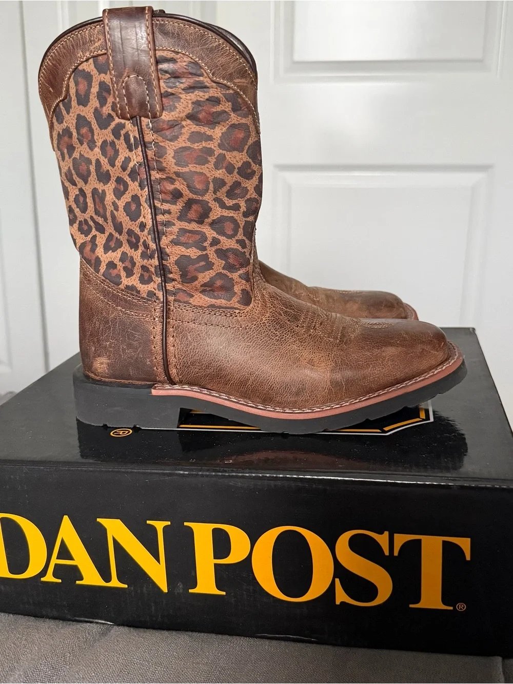 Kids Brown Leopard Print Western Boots